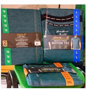 Black ( Black/ Teal)Eddie Bauer Men’s Crew Neck Motion Tee 2-pack